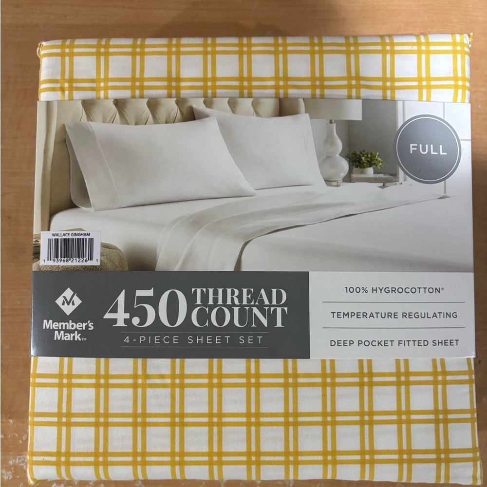 Member's Mark Yellow Plaid 450 Thread Count Sheet Set